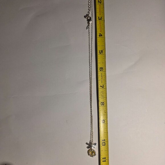 Vtg Silver tone Dragonfly Necklace Pendant SAQ womens Jewelry boho fairycore - Picture 4 of 4